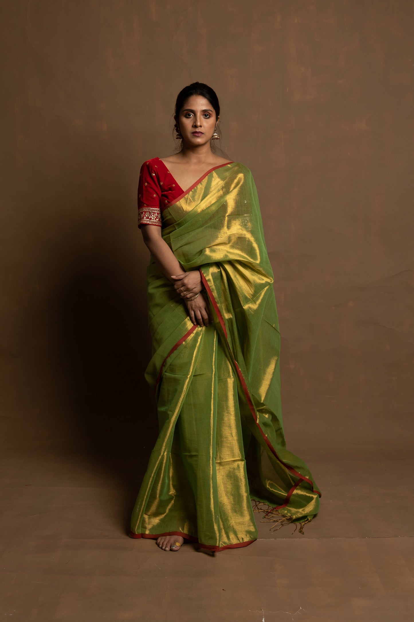 Kapittha Green Tissue Saree