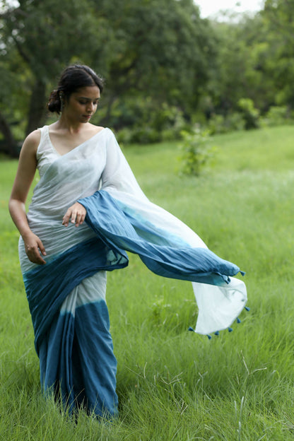 Ombre Hand Dyed Mulmul Cotton Saree