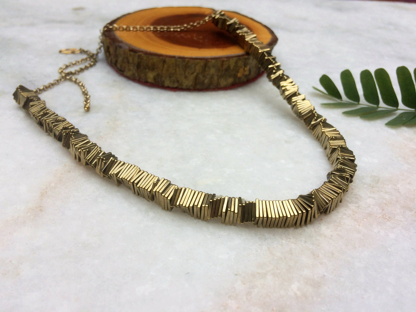 Golden Square Necklace Set