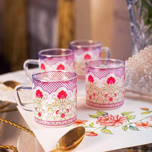 Floral Jali Print Tea Cups