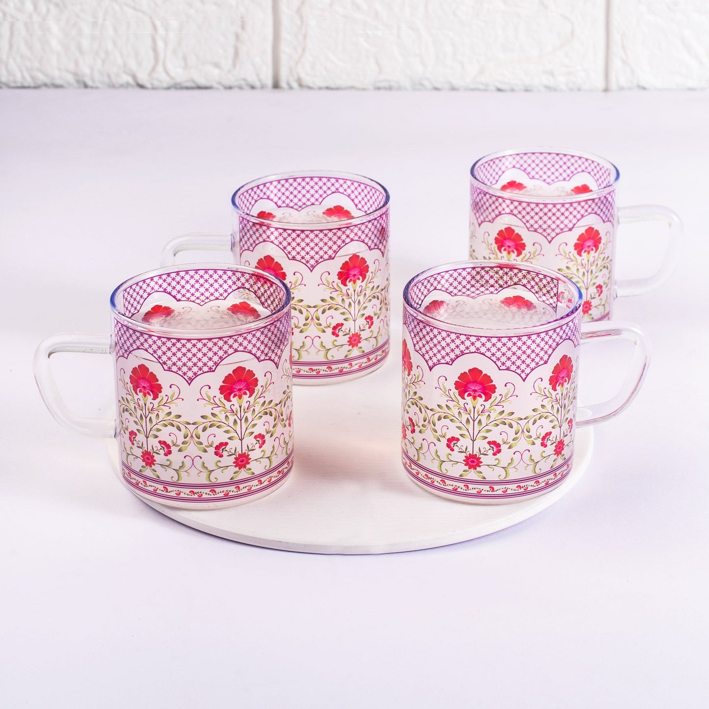 Floral Jali Print Tea Cups