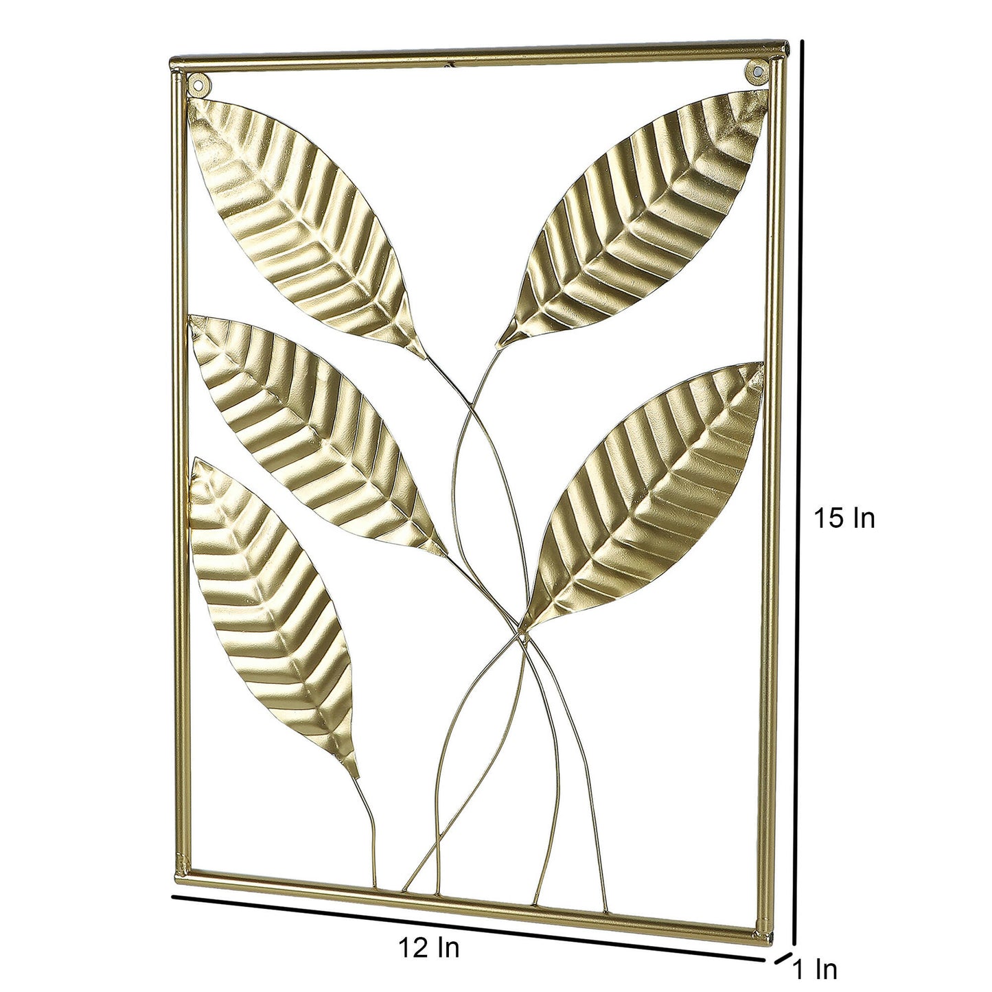 Gold Rectangular Leaves Wall Decor Set of 3