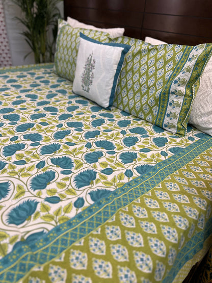 King Size | 90*108 Inches | Green Floral