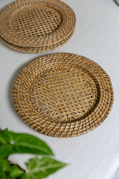 Rattan Cane Chargers (Set of 2)