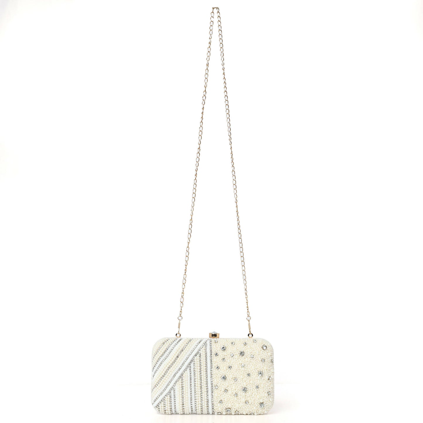 White Silver Elegance Clutch: Classic Sophistication