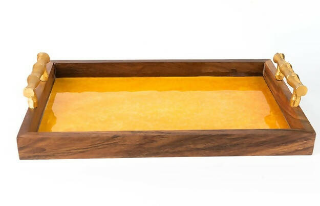 Wooden Tray - Water Colour Yellow