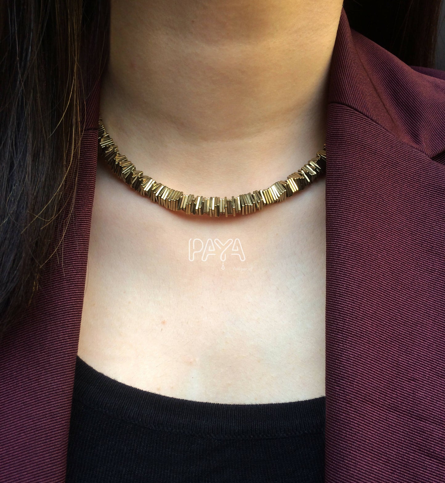 Golden Square Necklace Set