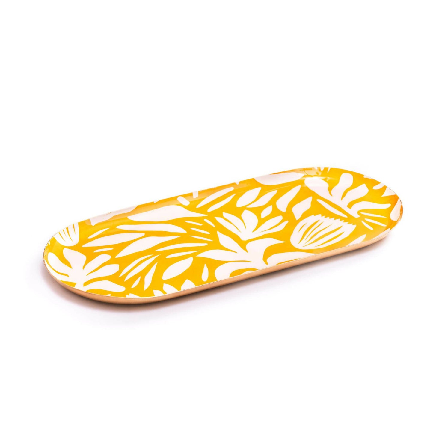 Metal Platter - Yellow Tile - Oval