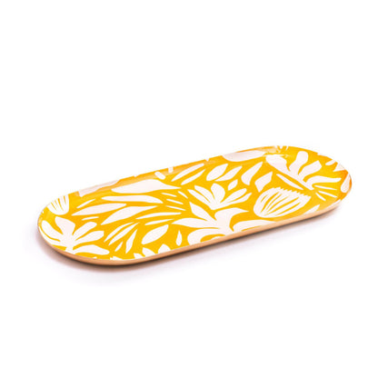 Metal Platter - Yellow Tile - Oval