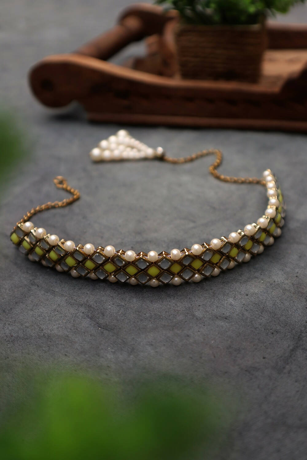 Geo Kundan and Stone Choker Necklace