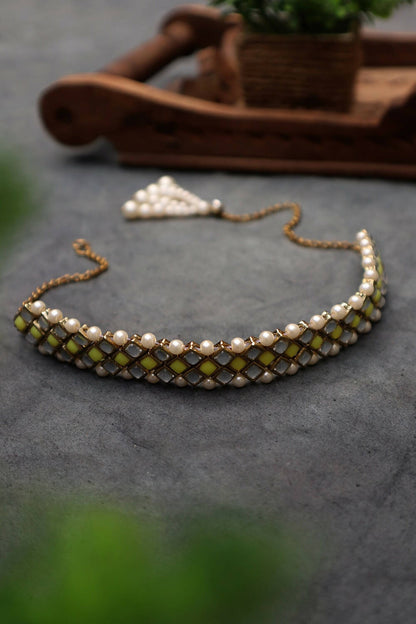 Geo Kundan and Stone Choker Necklace