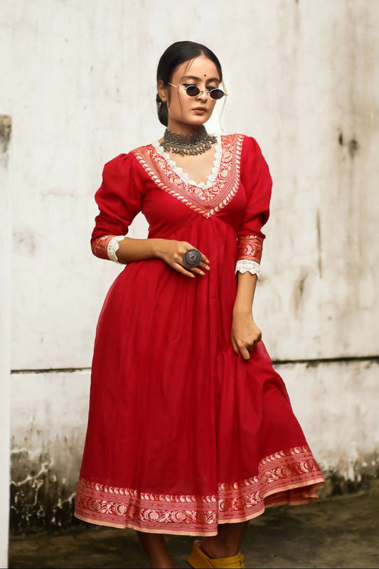 Mahima Red Ethnic Choli Dress