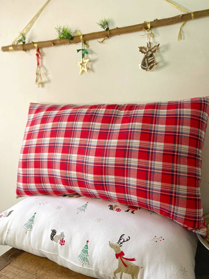 Red Tartan Plaid Lumbar Pillow