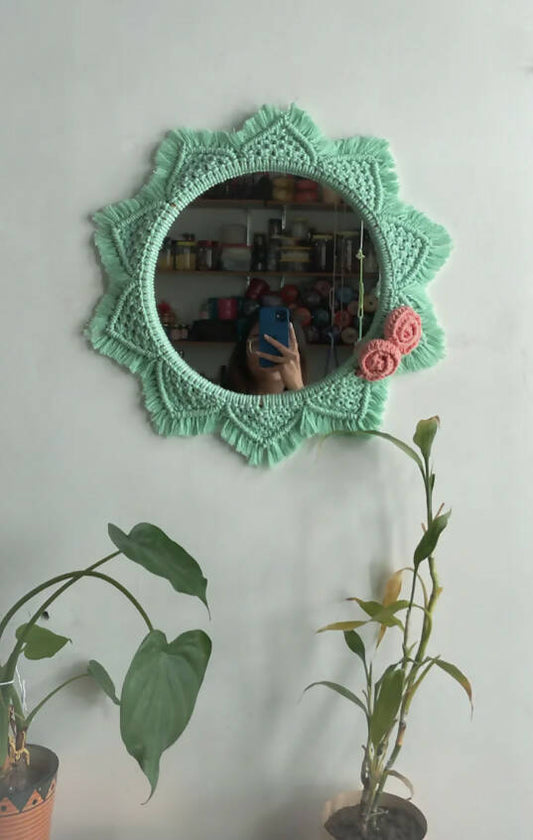 Rose Macrame Mirror