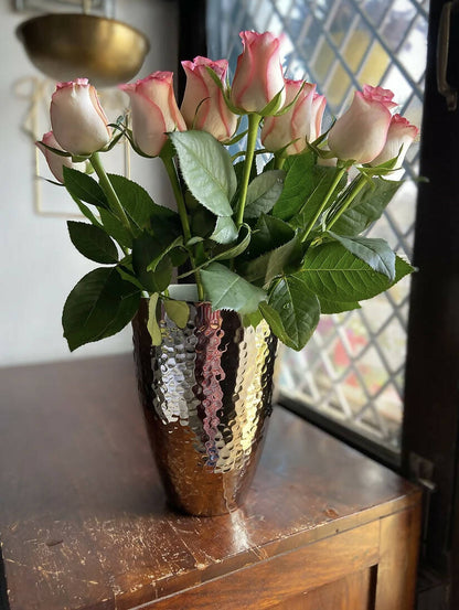 Flare Tumbler Vase in Hammered Nickle Finish