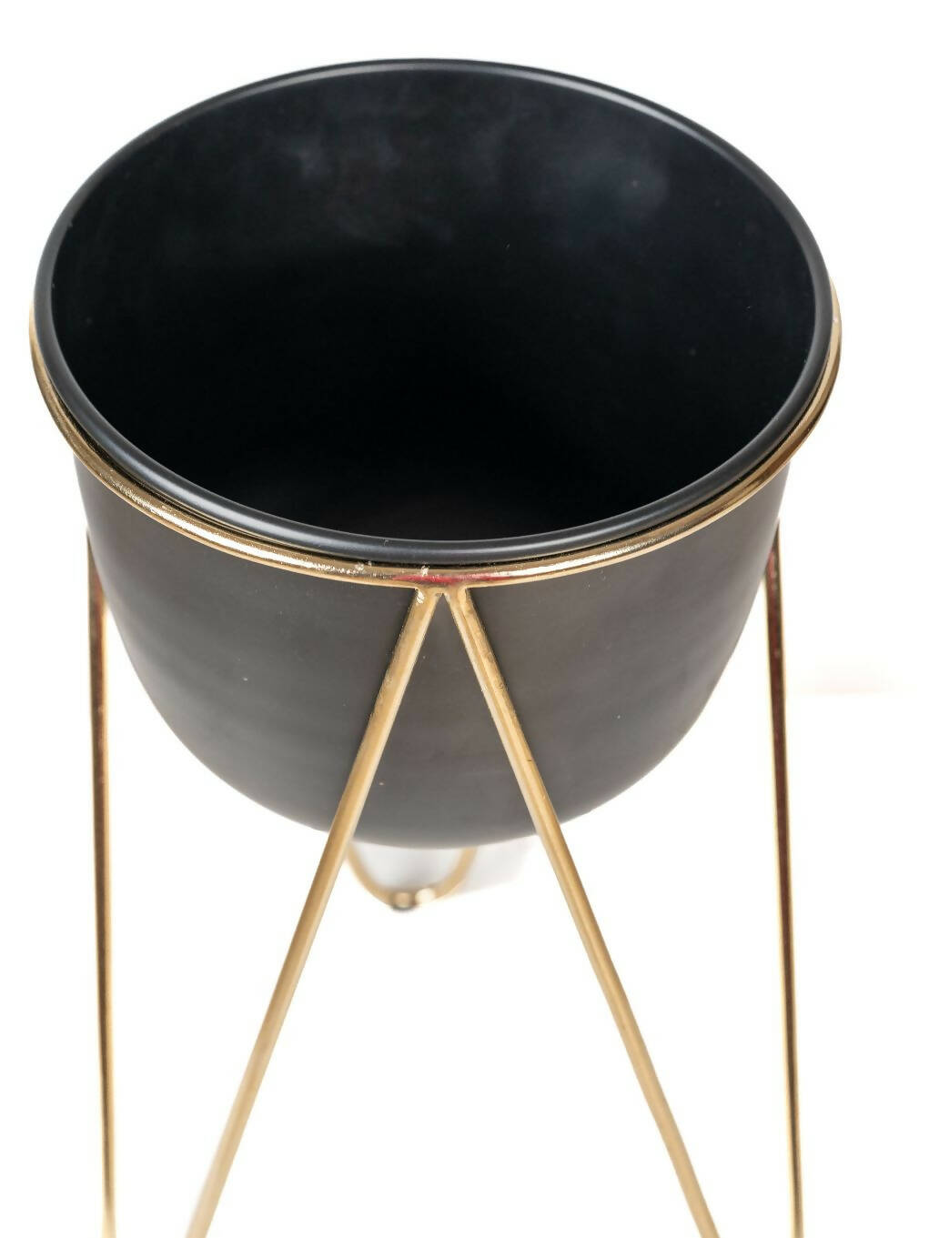 Planter Black Matte with Gold Tripod