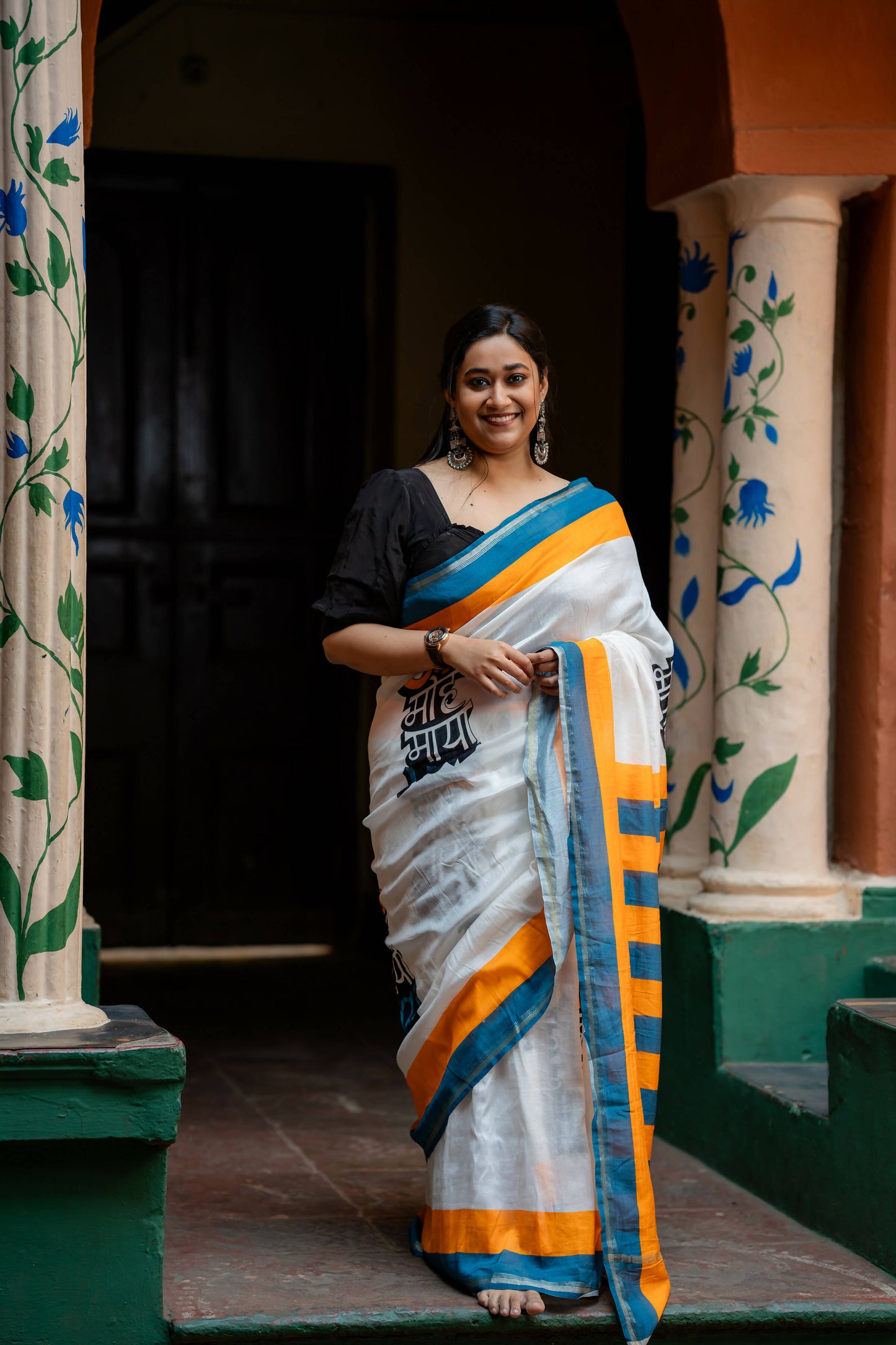 Sab Moh Maya Hai Quirky Print Chanderi Saree