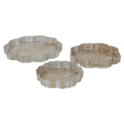 Antique Design White & Gold Decorative Urli Tray Set of 3