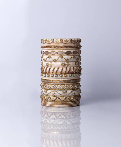 Gohar Off White Beads Bangles