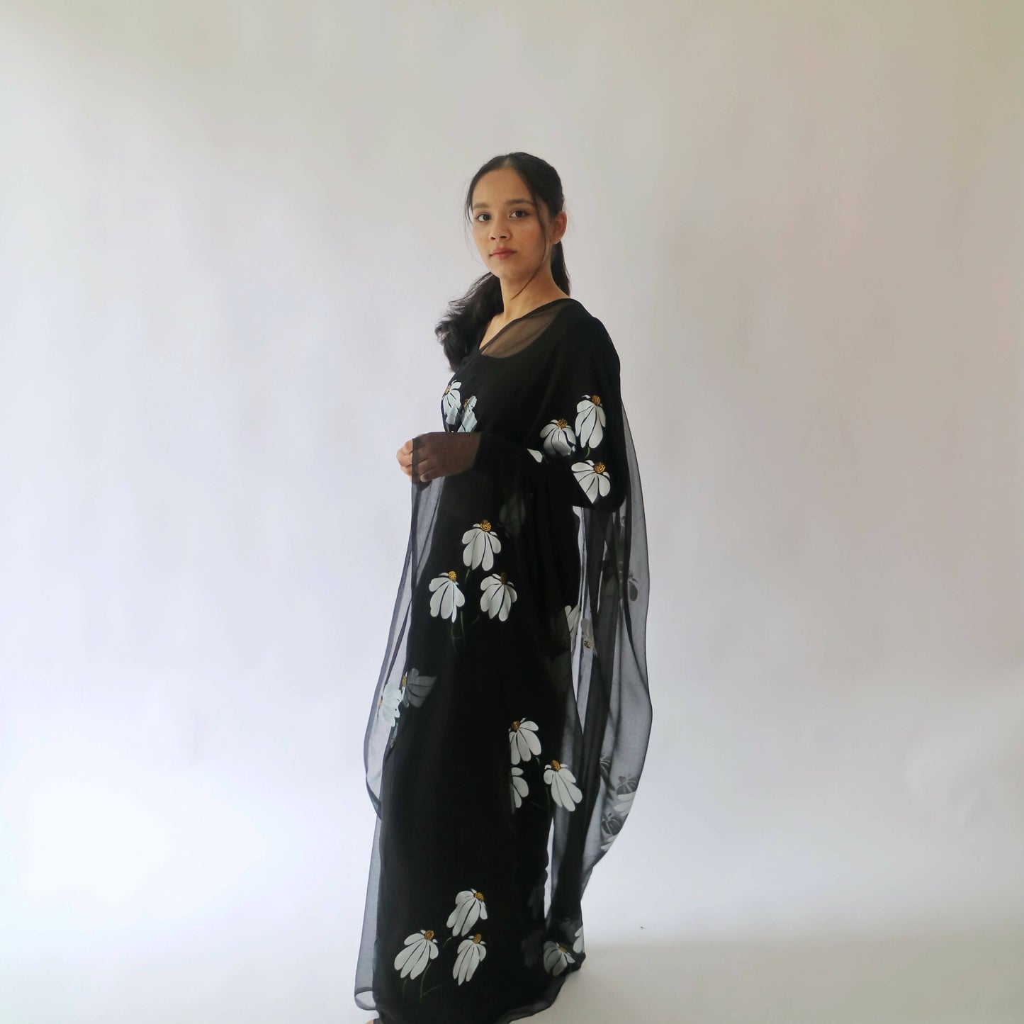 Half-Daisies Saree in Black