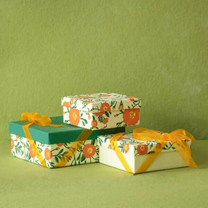 Genda Phool Square Gift Boxes – Pistachio – Emerald Green (Set Of 3)