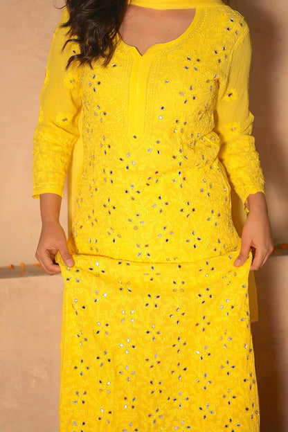 Inara Chikankari And Mirror Work Kurti