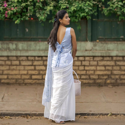 Ombre Saree In Ash Blue