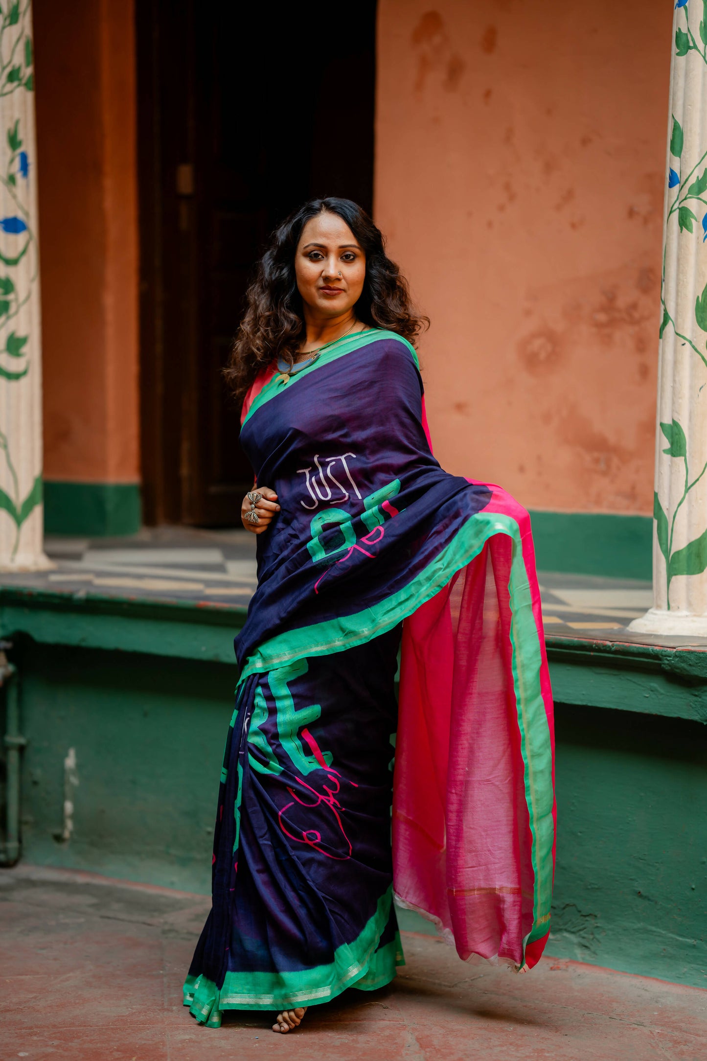 Just Be You Quirky Print Chanderi Saree