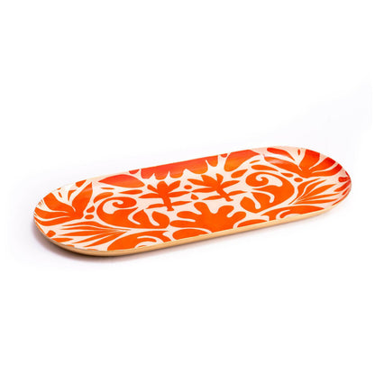 Metal Platter - Orange Tile - Oval