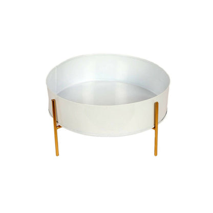 Round White & Gold Table Planter With Stand Set of 2