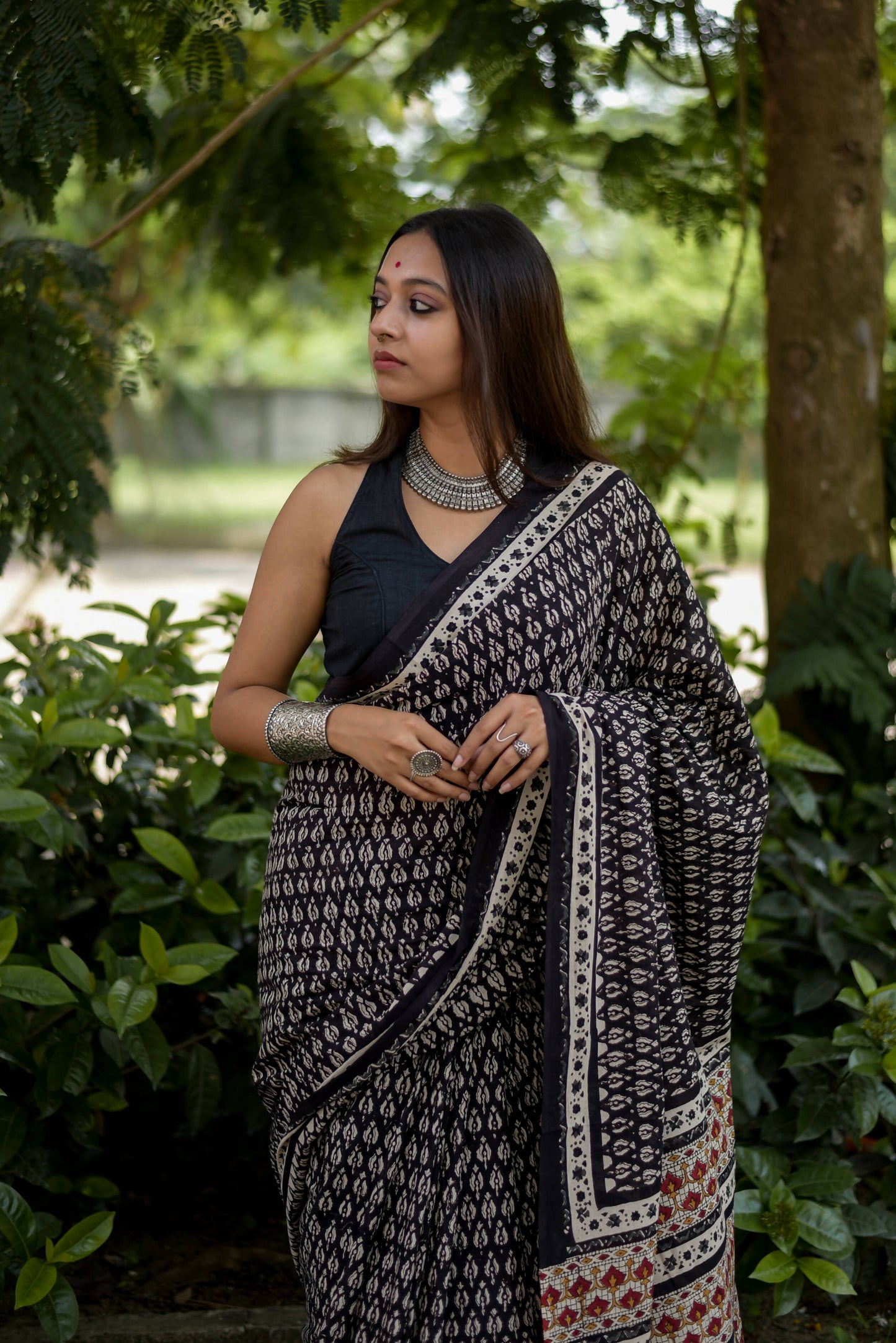 Timeless Tapestry- Hand Block Print Mulmul Cotton Bagru Saree