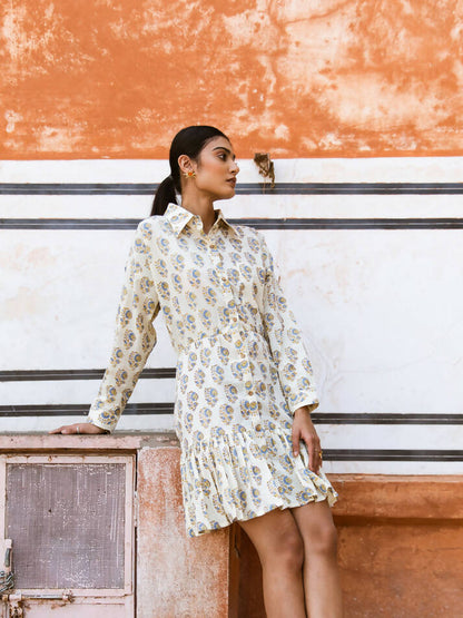 Bon Bon Dress - Printed Cotton Mini Shirt Dress