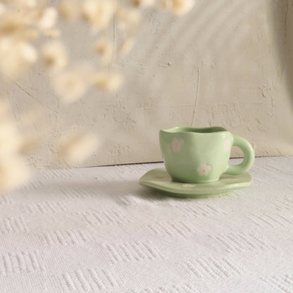 Daisy Cup Saucer Green