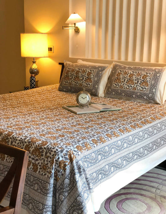 Yellow Mughal Jaal Besheet Set