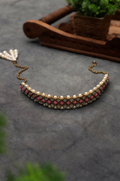 Geo Kundan and Stone Choker Necklace