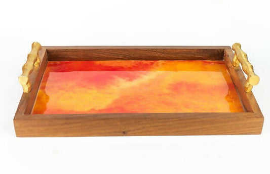 Wooden Tray - Water Colour Red