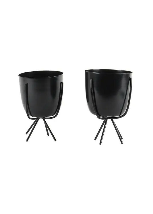 Black Table Top Planter with Stand - Set of 2