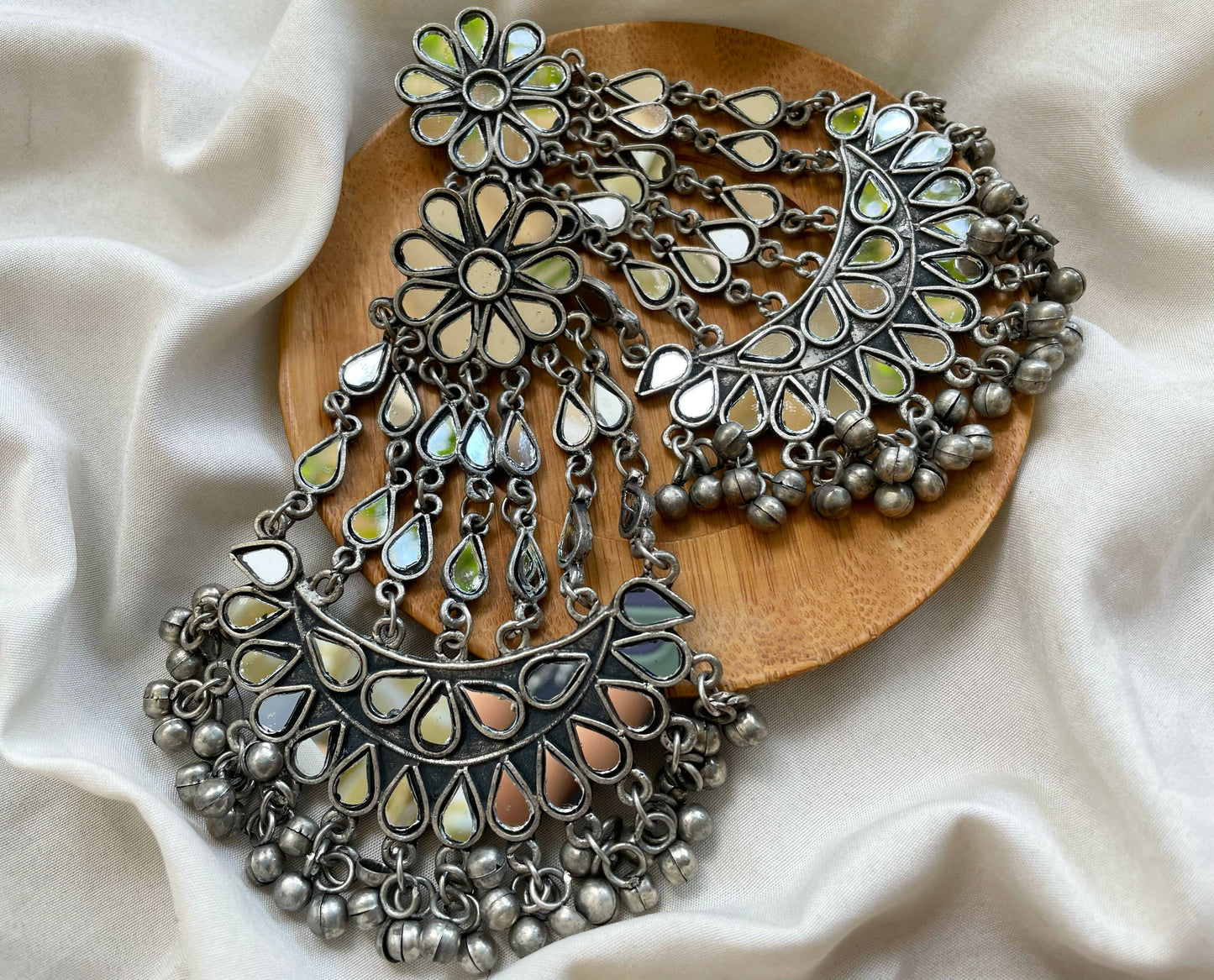 Oxidized Mirror Giva Chandbalis Earrings